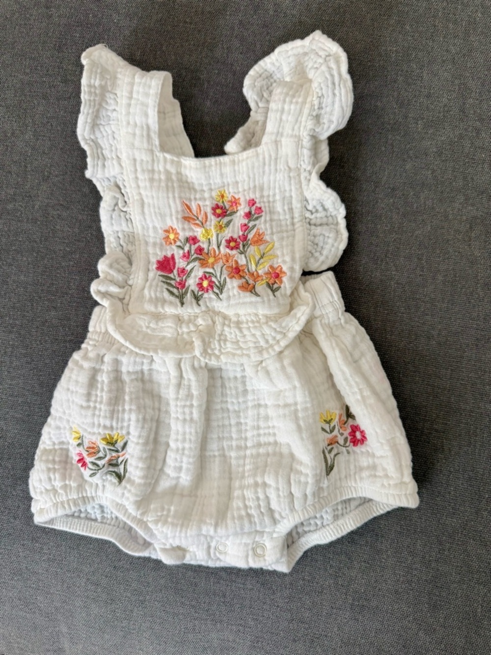chick pea White Organic Muslin Baby Romper